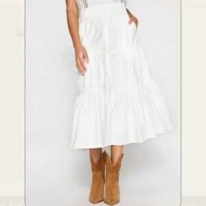 Brochu Walker Havana Tiered Boho Midi Skirt White Size XS